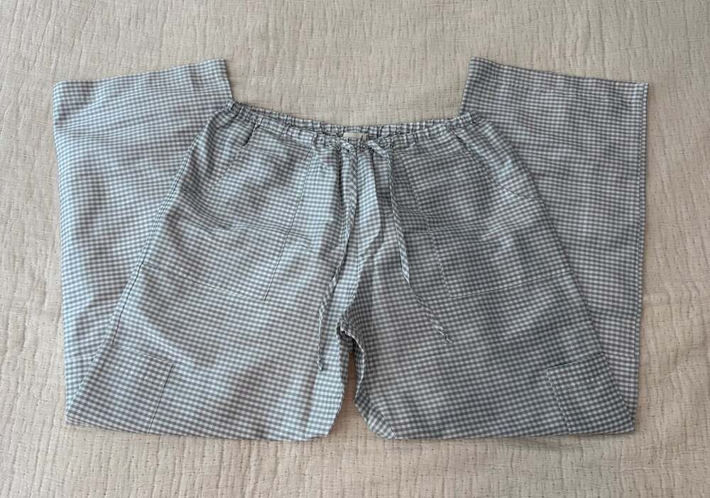 Donni Silk Taffeta Cargo Pant Size XS Gingham Drawstring